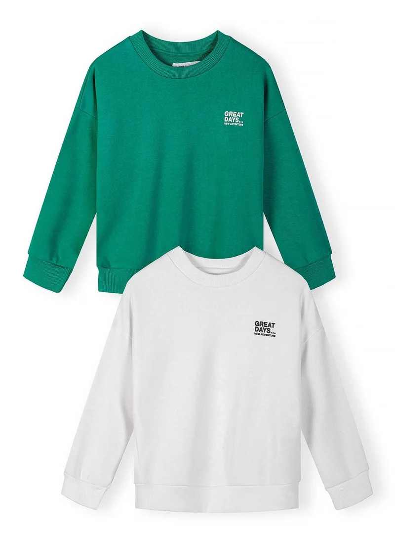 MINOTI Unisex sweatshirt 2-pack white and turquoise 3-15 years